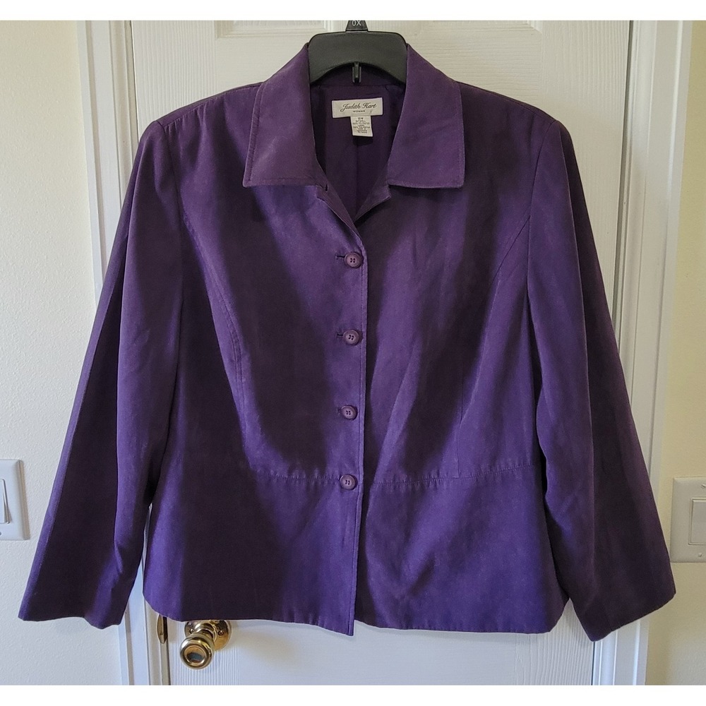 Judith Hart Shacket Size 18W Purple Button Up Longsleeve Casual Comfort‎